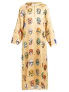 Matchesfashion.com Marine Serre - Djellaba Silk Satin Hooded Dress - Womens - Beige Multi