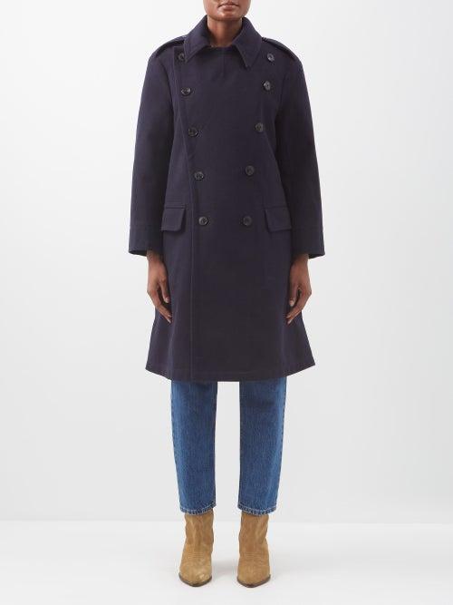 Fortela - Winston Double-breasted Wool Coat - Womens - Navy