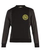 Matchesfashion.com Fendi - Crew Neck Logo Patch Cotton Blend Sweatshirt - Mens - Black