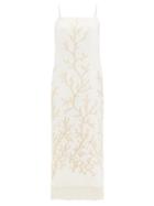 Ladies Rtw Taller Marmo - La Siesta Fringed Jacquard Midi Dress - Womens - Ivory
