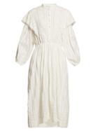 Matchesfashion.com Isabel Marant Toile - Paolina Striped Cotton Midi Dress - Womens - White