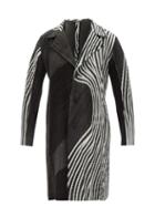 Homme Pliss Issey Miyake - Striped Technical-pleated Knit Coat - Mens - Black