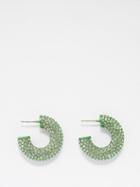 Amina Muaddi - Cameron Crystal-embellished Hoop Earrings - Womens - Green Multi