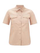 Matchesfashion.com Stand Studio - Danna Short-sleeved Leather Shirt - Womens - Light Pink