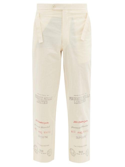 Matchesfashion.com Bode - Mill Print Cotton Trousers - Mens - Cream Multi