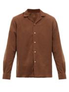 Matchesfashion.com Altea - Cuban Collar Corduroy Shirt - Mens - Brown