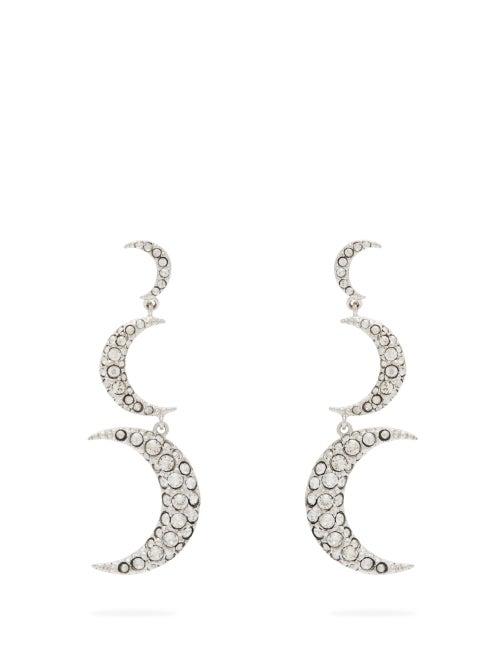 Matchesfashion.com Isabel Marant - Crescent Moon Crystal Embellished Drop Earrings - Womens - Crystal