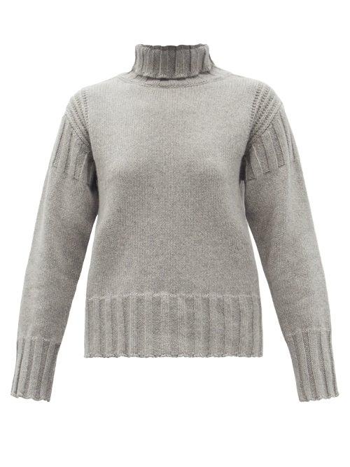 Matchesfashion.com Jil Sander - Ribbed Roll-neck Recycled-cashmere Sweater - Womens - Grey