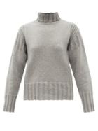 Matchesfashion.com Jil Sander - Ribbed Roll-neck Recycled-cashmere Sweater - Womens - Grey