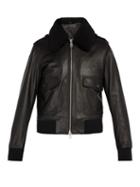 Matchesfashion.com Ami - Shearling Collar Leather Bomber Jacket - Mens - Black