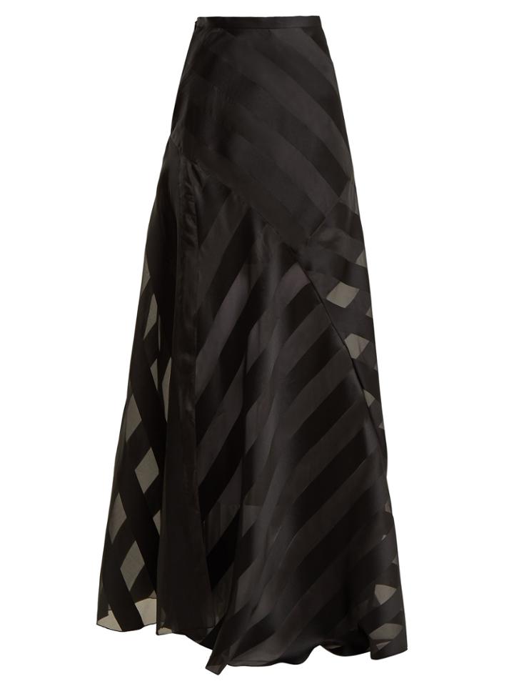 Lanvin High-rise Chevron-striped Silk-blend Skirt