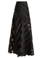 Lanvin High-rise Chevron-striped Silk-blend Skirt