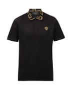 Matchesfashion.com Versace - Anagram-collar Cotton-piqu Polo Shirt - Mens - Black