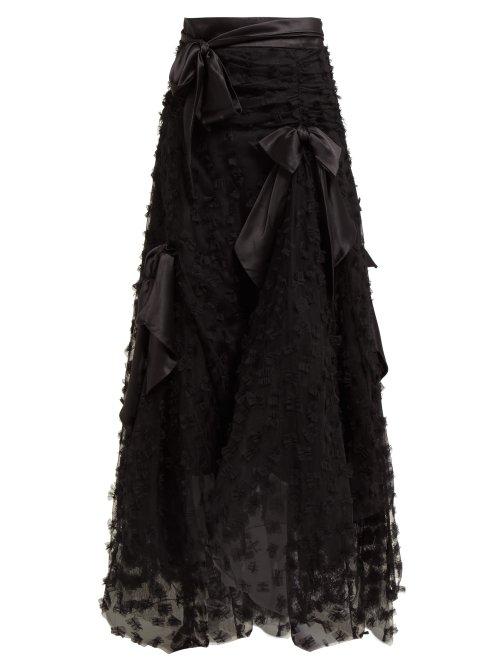 Matchesfashion.com Rodarte - Satin Bow Handkerchief Hem Tulle Skirt - Womens - Black