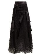 Matchesfashion.com Rodarte - Satin Bow Handkerchief Hem Tulle Skirt - Womens - Black
