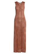 Matchesfashion.com Melissa Odabash - Kourtney Lace Up Pointelle Knit Maxi Dress - Womens - Camel