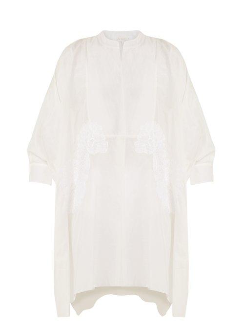 Matchesfashion.com Lila Eugnie - 1801 V Neck Cotton And Silk Blend Kaftan - Womens - White