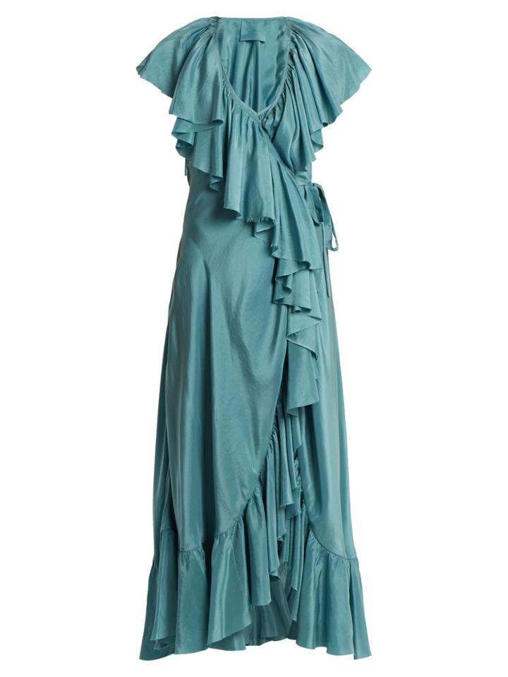 Loup Charmant Callella Ruffled Silk Wrap Dress