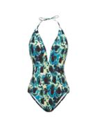 Matchesfashion.com Thorsun - Natalie Tie Dye Halterneck Swimsuit - Womens - Green Multi