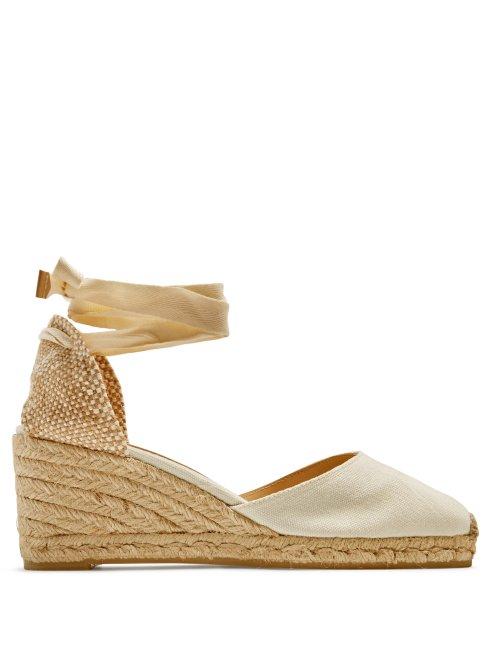 Matchesfashion.com Castaer - Carina Canvas Wedge Espadrilles - Womens - Cream