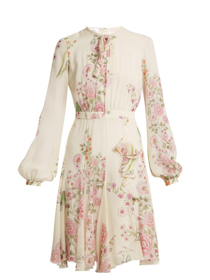 Giambattista Valli Garden Butterfly-print Silk-georgette Dress