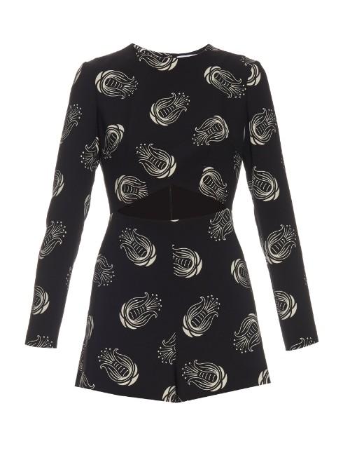 Caterina Gatta Art Deco Floral-print Cady Playsuit