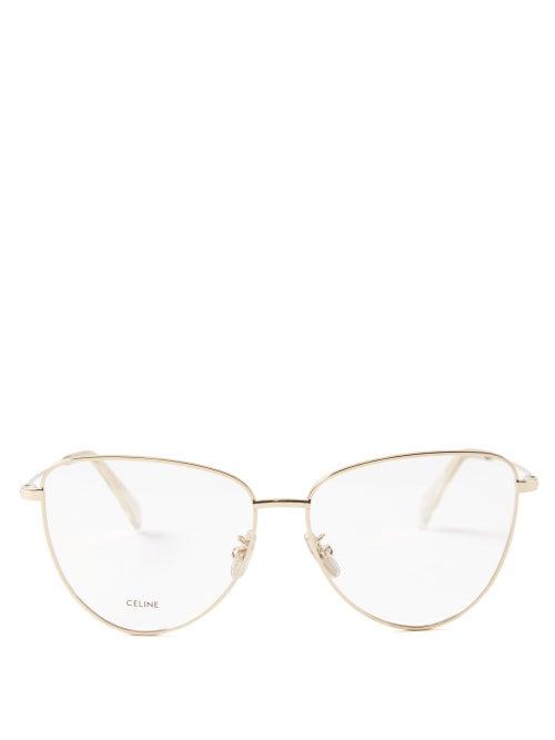 Celine Eyewear - Cat-eye Metal Glasses - Womens - Gold