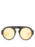 Matchesfashion.com Gucci - Round Frame Web Striped Acetate Sunglasses - Womens - Black Cream