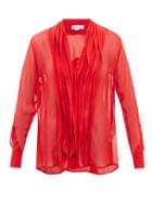 Victoria Beckham - Ruffled Silk-georgette Shirt - Womens - Red