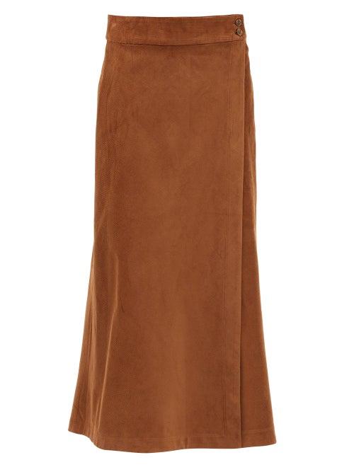Matchesfashion.com Three Graces London - Theo Fine-corduroy Wrap Skirt - Womens - Brown