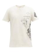 Matchesfashion.com Alexander Mcqueen - Sketch-print Crew-neck Cotton T-shirt - Mens - Cream