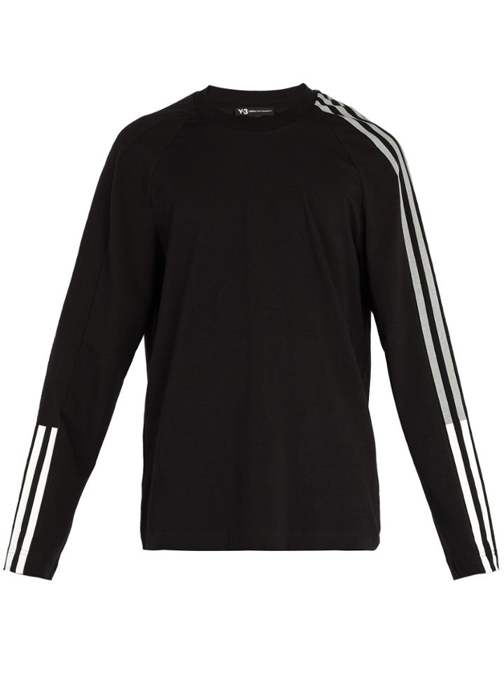 Y-3 Striped Cotton-blend Long-sleeved T-shirt