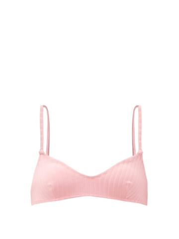 Matchesfashion.com Solid & Striped - The Rachel Ribbed Soft-cup Bikini Top - Womens - Pink