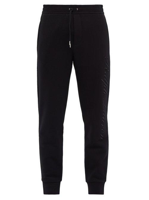 Matchesfashion.com Ralph Lauren Purple Label - Logo Embroidered Cotton Blend Track Pants - Mens - Black