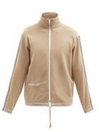 Mens Rtw Lady White Co. - Striped-sleeve Cotton-jersey Track Jacket - Mens - Beige