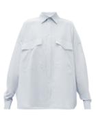 Matchesfashion.com Raey - Oversized Chest-pocket Cotton-blend Shirt - Womens - Blue