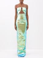 Rick Owens - Prong Cutout Iridescent-denim Gown - Womens - Metallic
