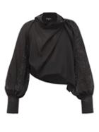 Matchesfashion.com Ann Demeulemeester - Wool Blend Embroidered Top - Womens - Black