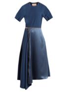 Matchesfashion.com Roksanda - Gianna Contrast Panel Stretch Crepe Dress - Womens - Blue