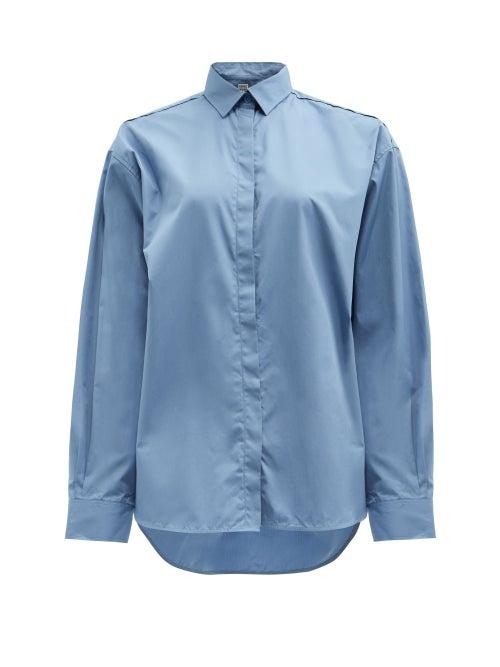 Totme - Oversized Poplin Shirt - Womens - Blue