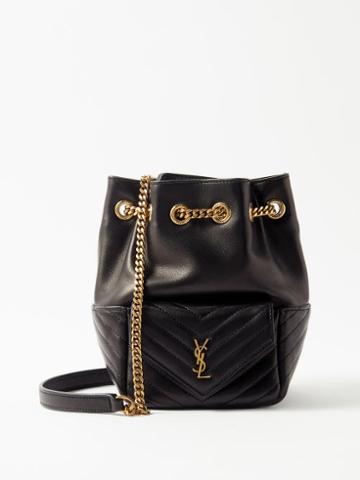 Saint Laurent - Joe Mini Quilted-leather Bucket Bag - Womens - Black