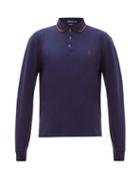 Matchesfashion.com Polo Ralph Lauren - Logo Embroidered Cotton Blend Polo Shirt - Mens - Navy