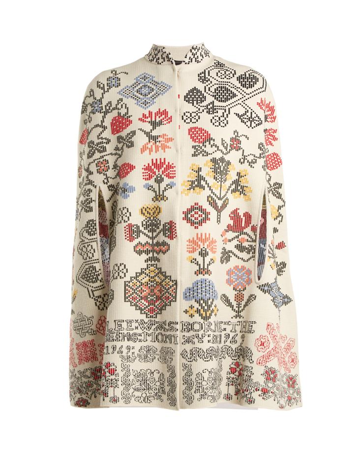 Alexander Mcqueen Cross-stitch Intarsia Cape