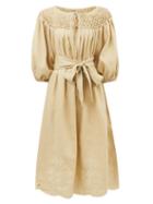 Matchesfashion.com Innika Choo - Hugh Jesmok Embroidered Linen Dress - Womens - Beige