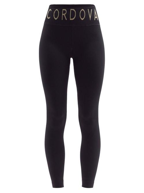 Matchesfashion.com Cordova - Logo-jacquard Ribbed Thermal Leggings - Womens - Black