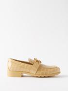 Bottega Veneta - Madame Patent Crocodile-effect Leather Loafers - Womens - Cream