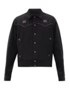 Matchesfashion.com Needles - Butterfly-embroidered Satin-trimmed Jacket - Mens - Black