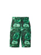Matchesfashion.com Prada - Poppy Print Poplin Shorts - Mens - Green