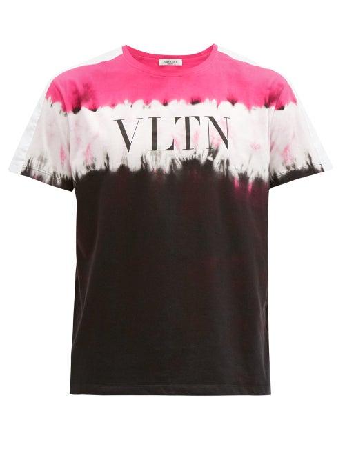 Matchesfashion.com Valentino - Logo-print Tie-dyed Cotton-jersey T-shirt - Mens - Pink