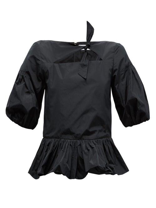 Matchesfashion.com Molly Goddard - Clara Puff Sleeve Crepe Peplum Top - Womens - Black